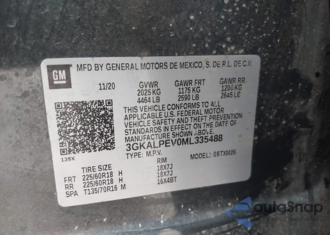 2021 GMC Terrain Fwd Slt z USA, uszkodzony, nr VIN 3GKALPEV0ML335488